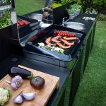 Sarok kültéri konyhaelem Inox/Fekete kültéri konyhaelemekhez