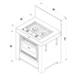 Rozsdamentes acél Inox / Szürke kültéri konyhaelem - Gáztűzhellyel és főzőlappal