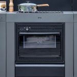 Rozsdamentes acél Inox / Szürke kültéri konyhaelem - Gáztűzhellyel és főzőlappal