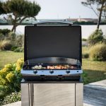 Rozsdamentes acél Plancha kültéri konyhaelem fekete munkalappal