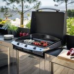 Rozsdamentes acél Plancha kültéri konyhaelem fekete munkalappal