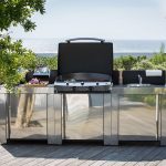 Rozsdamentes acél Plancha kültéri konyhaelem fekete munkalappal