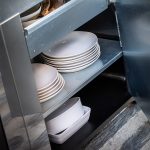 Rozsdamentes acél Plancha kültéri konyhaelem fekete munkalappal