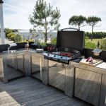 Rozsdamentes acél Plancha kültéri konyhaelem fekete munkalappal