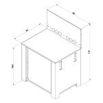 Szürke acél Plancha kültéri konyhaelem fekete ajtóval