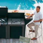 Szürke kültéri konyhaelem - főzőlappal