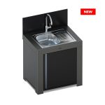 Szürke színű acél mosogató kültéri konyhaelem