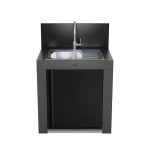 Szürke színű acél mosogató kültéri konyhaelem