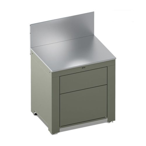 Zsályazöld kültéri konyhaelem két fiókkal