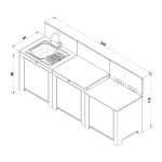 ENO Zsályazöld kültéri kész konyha - 3 konyhaelem