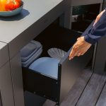 Rozsdamentes acél / fekete kültéri konyhaelem 2 fiókkal