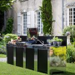 ENO kész kültéri konyha - 4 rozsdamentes acél / fekete acél kültéri konyhaelem